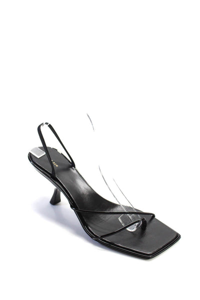 The Row Womens Strappy Patent Leather Stiletto Slingback Sandals Black 39.5 9.5