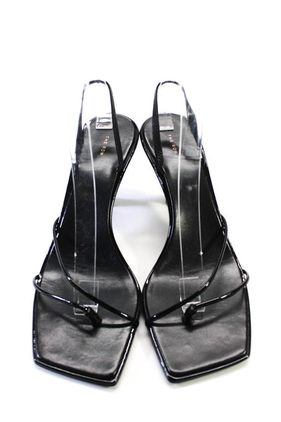 The Row Womens Strappy Patent Leather Stiletto Slingback Sandals Black 39.5 9.5