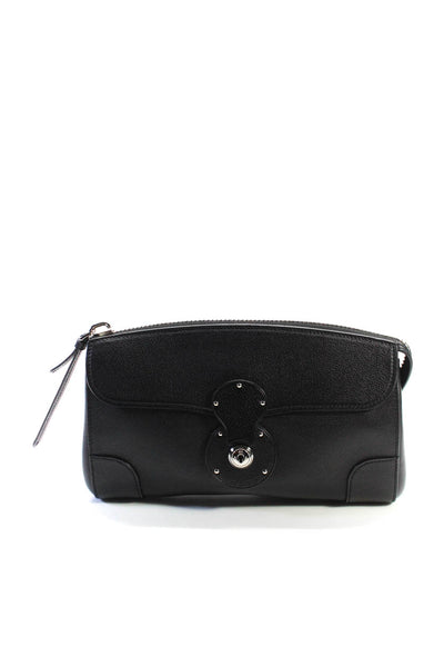 Ralph Lauren Black Label Womens Grain Leather Ricky Zippy Lock Clutch Handbag Bl