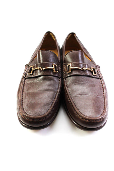 Bruno Magli Mens Slip On Round Toe Bit Loafers Brown Leather Size 11W