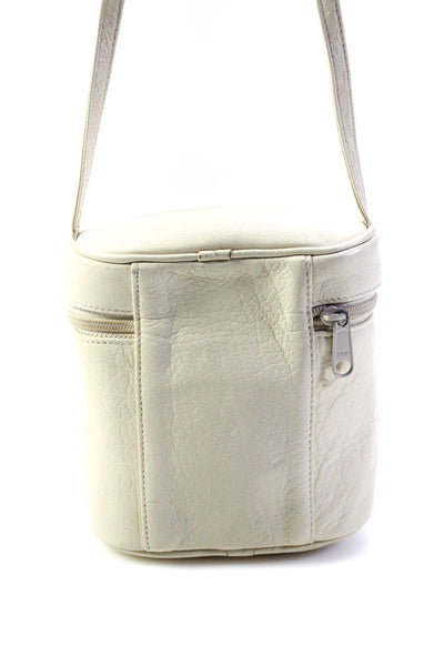 Carlos Falchi Womens Cream Zip Small Crossbody Bag Handbag