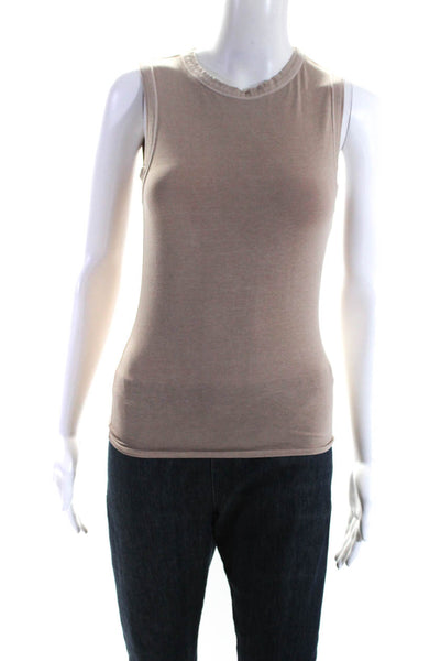 Skims Womens Crew Neck Jersey Sleeveless Tank Top Beige Size Small