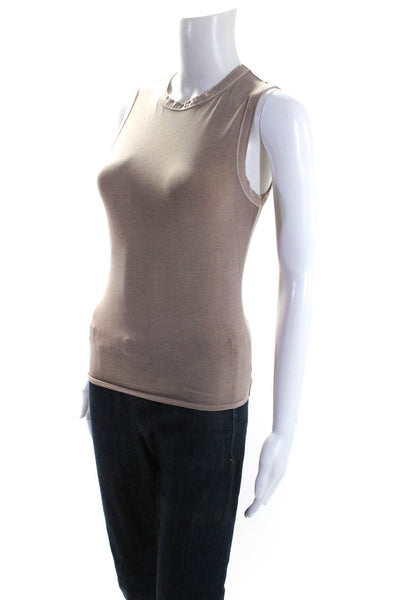 Skims Womens Crew Neck Jersey Sleeveless Tank Top Beige Size Small