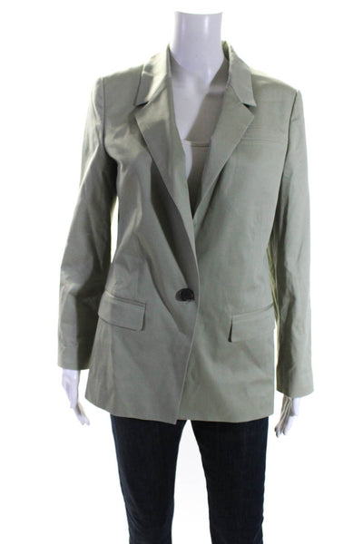 J Crew Womens Sateen Notched Collar One Button Blazer Jacket Light Green Size 2