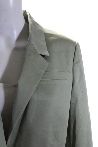 J Crew Womens Sateen Notched Collar One Button Blazer Jacket Light Green Size 2