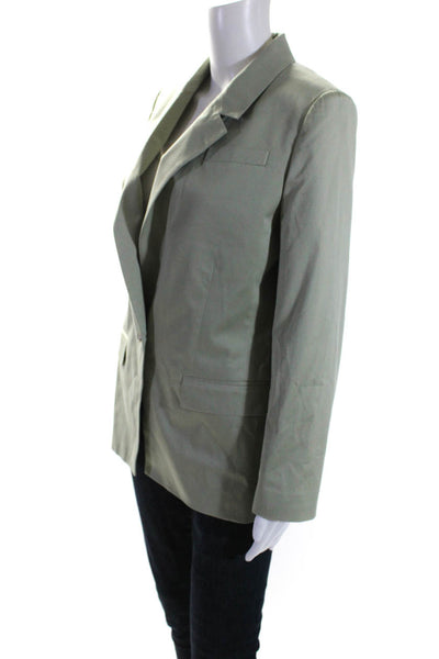 J Crew Womens Sateen Notched Collar One Button Blazer Jacket Light Green Size 2