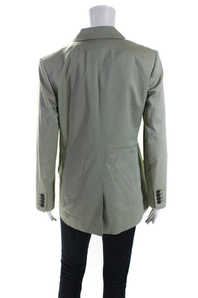 J Crew Womens Sateen Notched Collar One Button Blazer Jacket Light Green Size 2