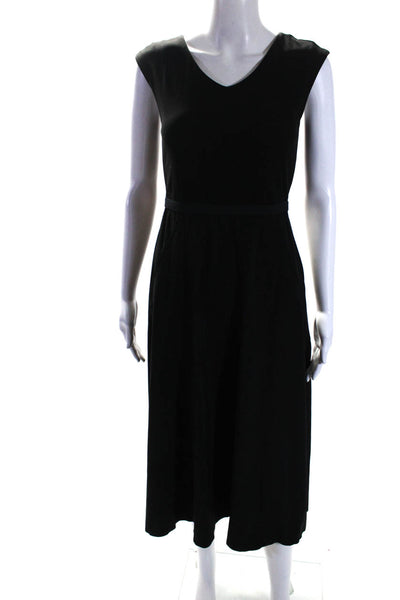 Athleta Womens Ribbed V Neck Sleeveless Sheath Dress Black Size Extra Small