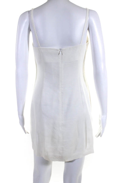 Theory Womens Back Zip Spaghetti Strap Square Neck Mini Dress White Linen Size 0