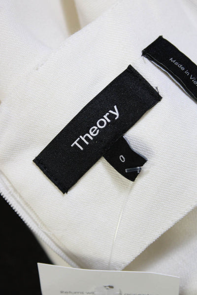 Theory Womens Back Zip Spaghetti Strap Square Neck Mini Dress White Linen Size 0