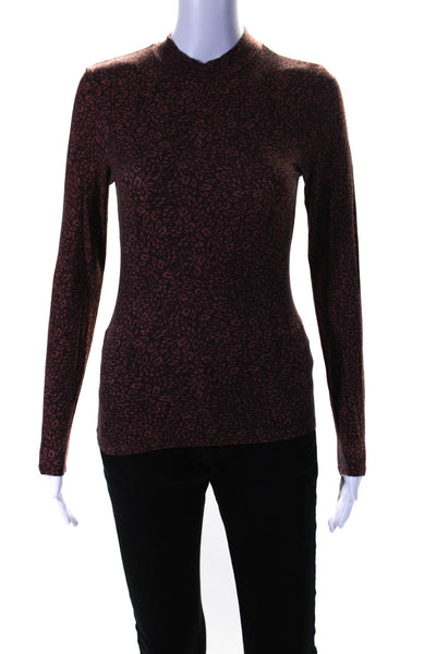 Ted Baker London Womens Animal Print Round Neck Long Sleeve T-Shirt Red Size 1