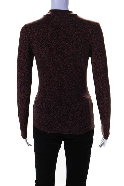 Ted Baker London Womens Animal Print Round Neck Long Sleeve T-Shirt Red Size 1