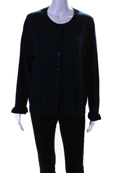 Kate Spade New York Womens Button Front Cardigan Sweater Navy Silk Size XL