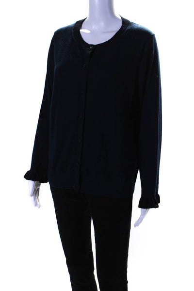 Kate Spade New York Womens Button Front Cardigan Sweater Navy Silk Size XL