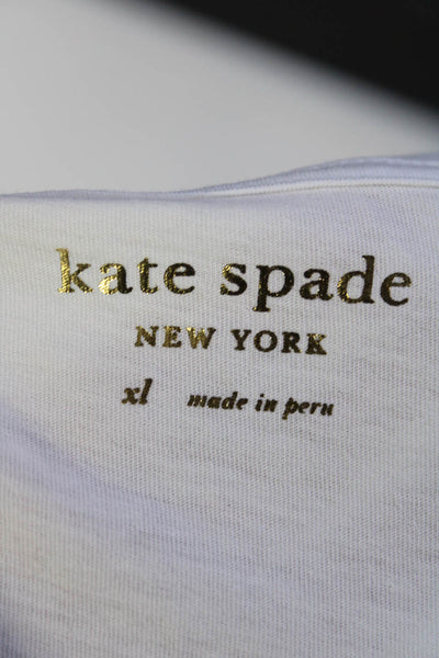 Kate Spade New York Womens Short Sleeve Graphic Logo Tee Shirt White Size XL