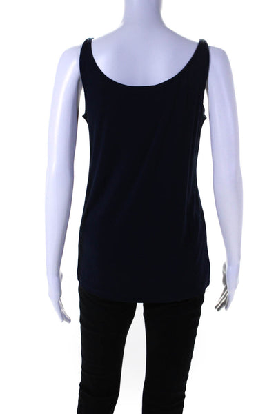 Eileen Fisher Womens Scoop Neck Silk Knit Boxy Tank Top Navy Blue Size Medium