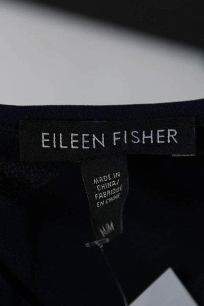 Eileen Fisher Womens Scoop Neck Silk Knit Boxy Tank Top Navy Blue Size Medium