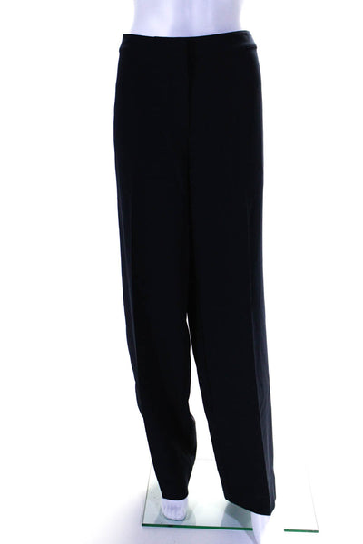 St. John Womens Zipper Fly High Rise Pleated Crepe Dress Pants Navy Blue Size 14