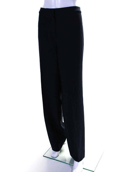 St. John Womens Zipper Fly High Rise Pleated Crepe Dress Pants Navy Blue Size 14