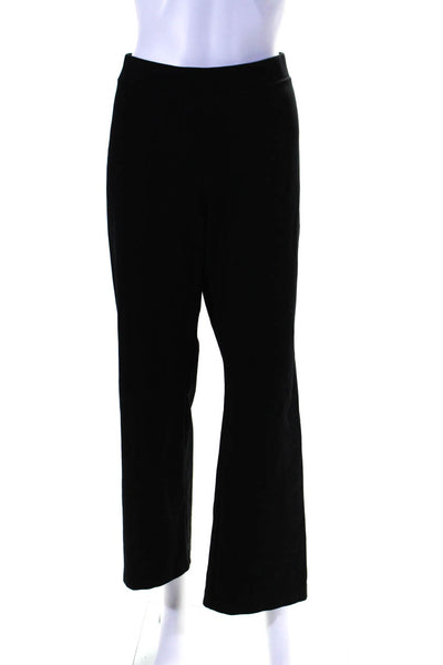 Eileen Fisher Womens Elastic Waistband High Rise Straight Pants Black Medium