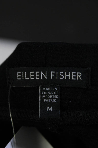 Eileen Fisher Womens Elastic Waistband High Rise Straight Pants Black Medium