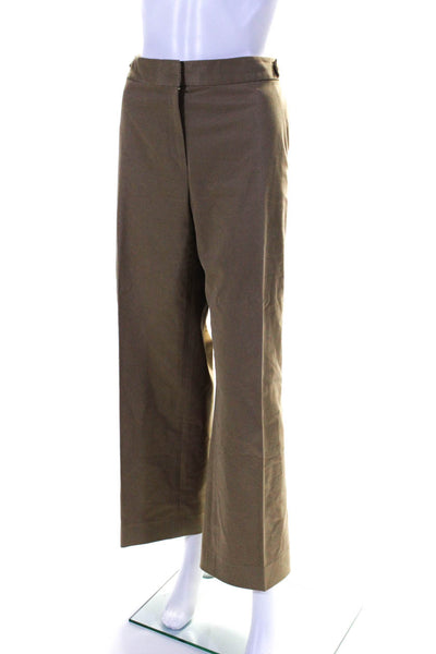 St. John Sport Womens Zipper Fly High Rise Pleated Wide Leg Pants Brown Size 12