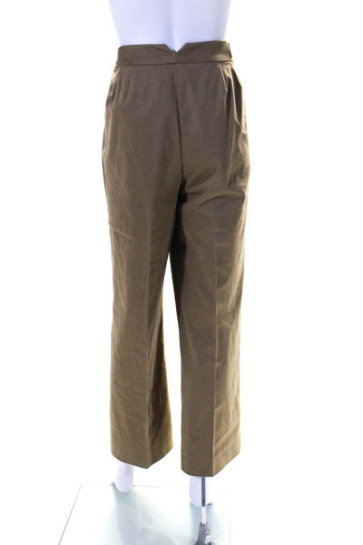 St. John Sport Womens Zipper Fly High Rise Pleated Wide Leg Pants Brown Size 12