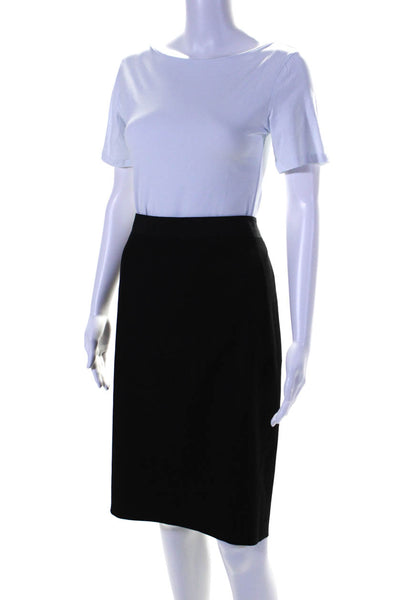 Elie Tahari Womens Back Zip Knee Length Woven Pencil Skirt Black Cotton Size 14