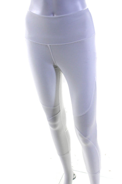 Alo Womens Jersey Knit Mesh Knee Skinny Leg Active Capri Leggings White Size S