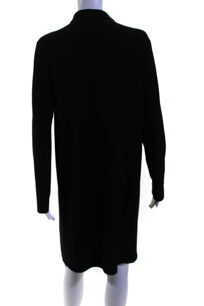 Norma Kamali Womens Jersey Knit Long Sleeve Turtleneck Shift Dress Black Size M