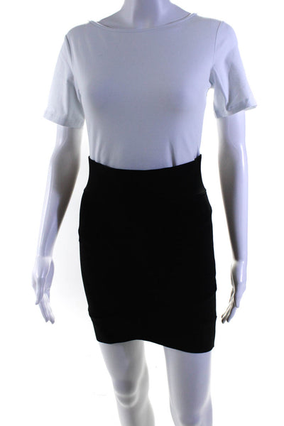 BCBGMAXAZRIA Womens Unlined Tulip Hem Short Stretch Bandage Skirt Black Size M