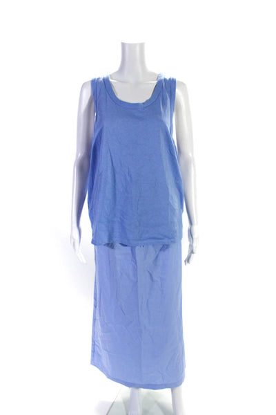 De Rococo Womens Tank Top Maxi Skirt Set Sky Blue Cotton Size Extra Large