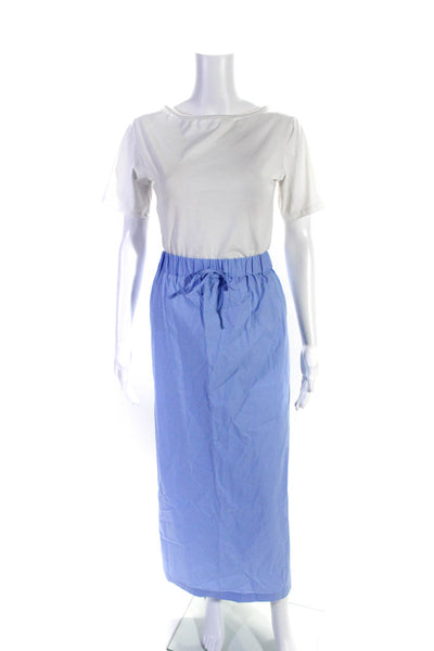 De Rococo Womens Tank Top Maxi Skirt Set Sky Blue Cotton Size Extra Large