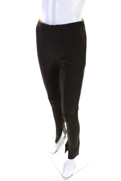 Anine Bing Womens Knit High Rise Zip Up Slim Cut Leggings Pants Brown Size 38