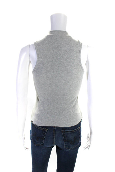 Superdown Womens Cotton Ribbed Knit Strappy Tank Top T-Shirt Gray Size S