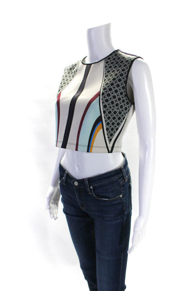 Clover Canyon Womens Geometric Printed Sleeveless Crop Top Multicolor Size L