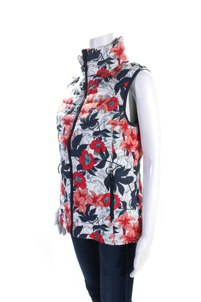 Columbia Sportswear Womens Floral Lightweight Puffer Vest Pink Gray White Medium