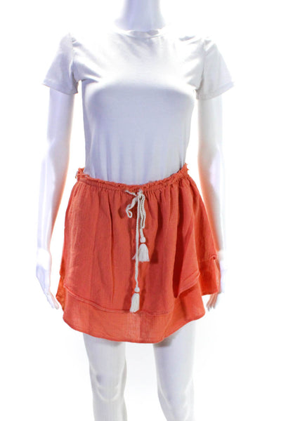 Free People Women's Elastic Drawstring Waist Flare Mini Skirt Orange Size XS