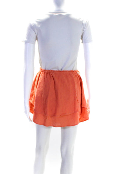 Free People Women's Elastic Drawstring Waist Flare Mini Skirt Orange Size XS