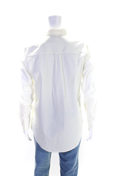 Trina Turk Women's Collared Long Sleeves Button Down Shirt White Size M