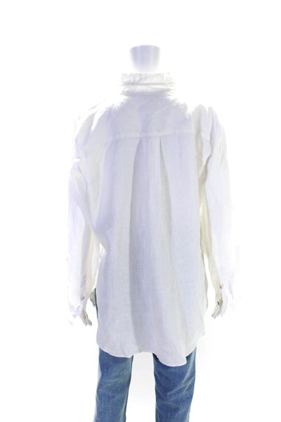 John Mark Women's Long Sleeves Button Down Cotton Shirt White Size L