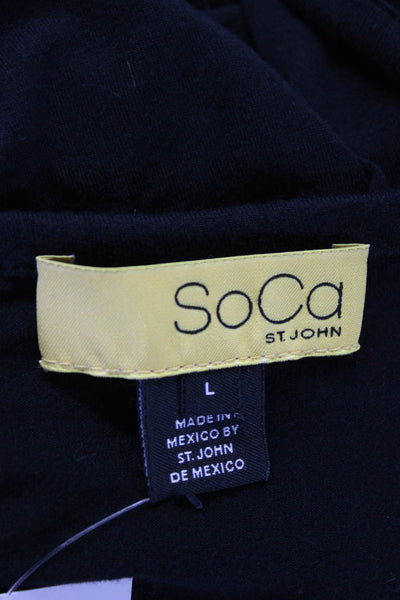 SoCa St. John Womens Sleeveless Scoop Neck Embellished Top Black Size Large