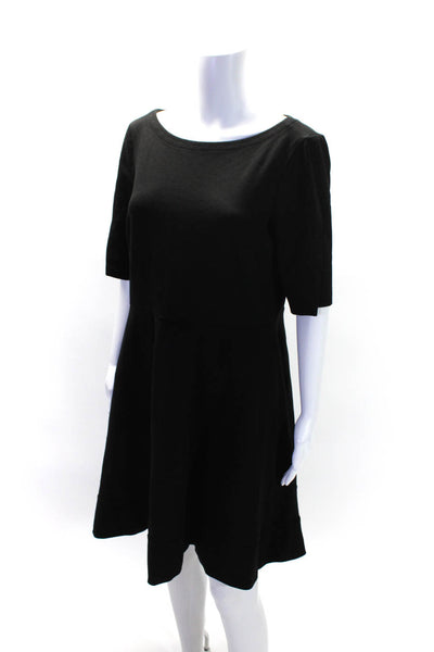 Kate Spade New York Womens Lace Up Back Scoop Neck A Line Dress Black Size XL