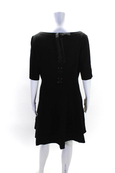 Kate Spade New York Womens Lace Up Back Scoop Neck A Line Dress Black Size XL