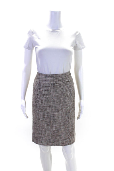 Lafayette 148 New York Womens Side Zip Knee Length Knit Pencil Skirt Brown 14