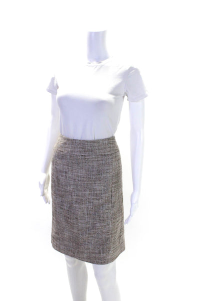 Lafayette 148 New York Womens Side Zip Knee Length Knit Pencil Skirt Brown 14