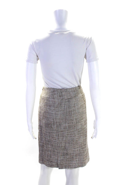 Lafayette 148 New York Womens Side Zip Knee Length Knit Pencil Skirt Brown 14