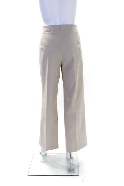 Escada Womens Zipper Fly High Rise Pleated Straight Leg Pants Beige Cotton FR 42