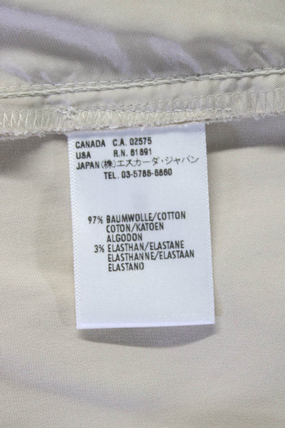 Escada Womens Zipper Fly High Rise Pleated Straight Leg Pants Beige Cotton FR 42