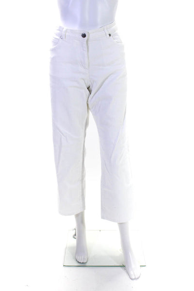 Eileen Fisher Womens Zipper Fly High Rise Straight Leg Jeans White Denim Large